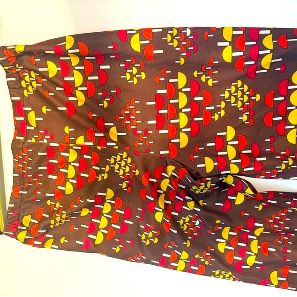 Yves Jennet two piece Brown Pantsuit with Red and Yellow Mushrooms Print - Picture 3 of 6
